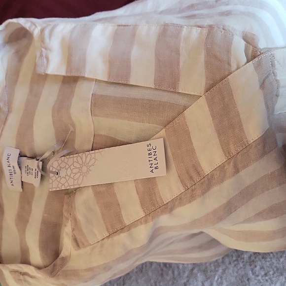 Antibes Blanc Beautiful Striped Linen Tunic NWT - Picture 5 of 6